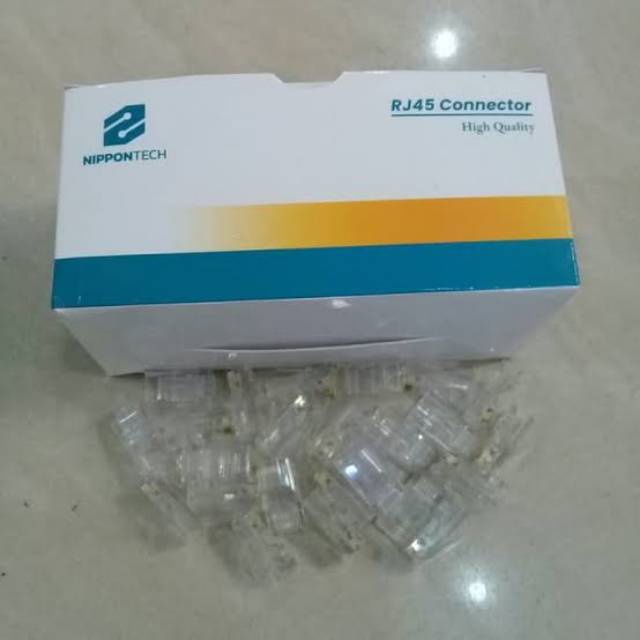 1 kotak Konektor RJ45 Standar - konektor kabel jaringan RJ45 isi 100pcs