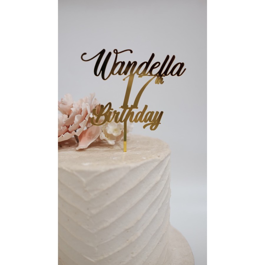 Topper Cake Custom | Birthday 17th | Acrylic MIRROR
