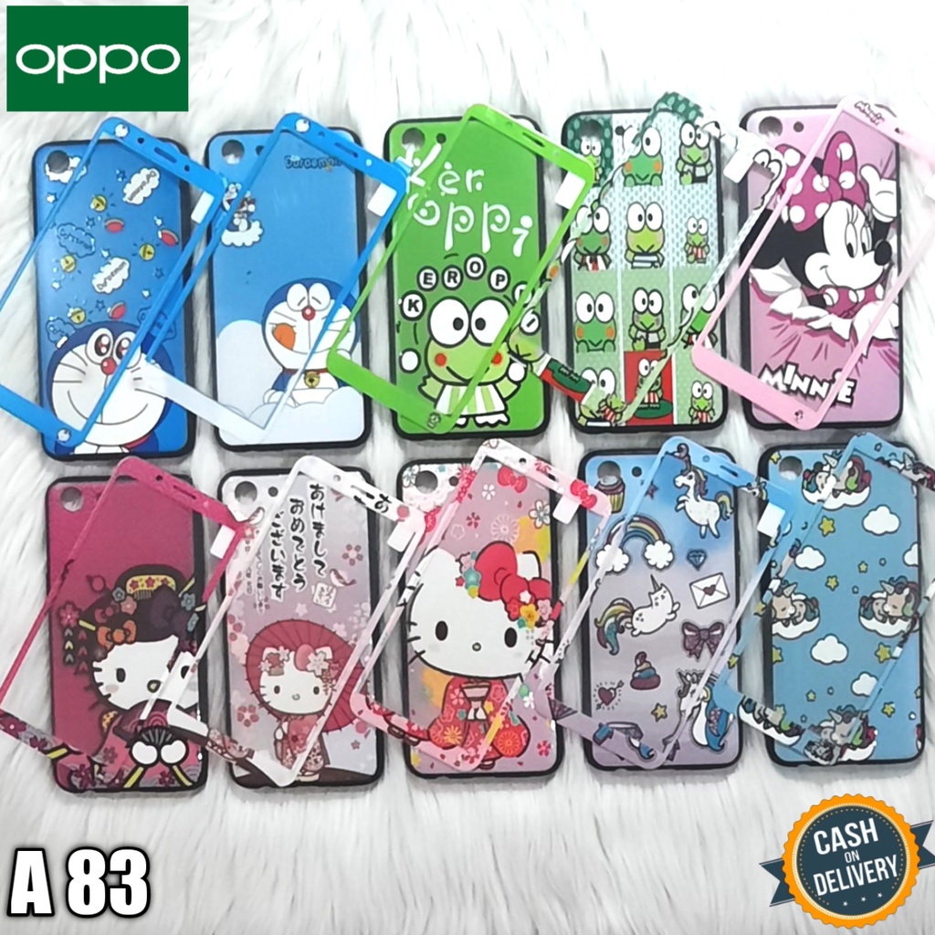 Case + tempered glass for oppo A83 casing softcase silikon motif