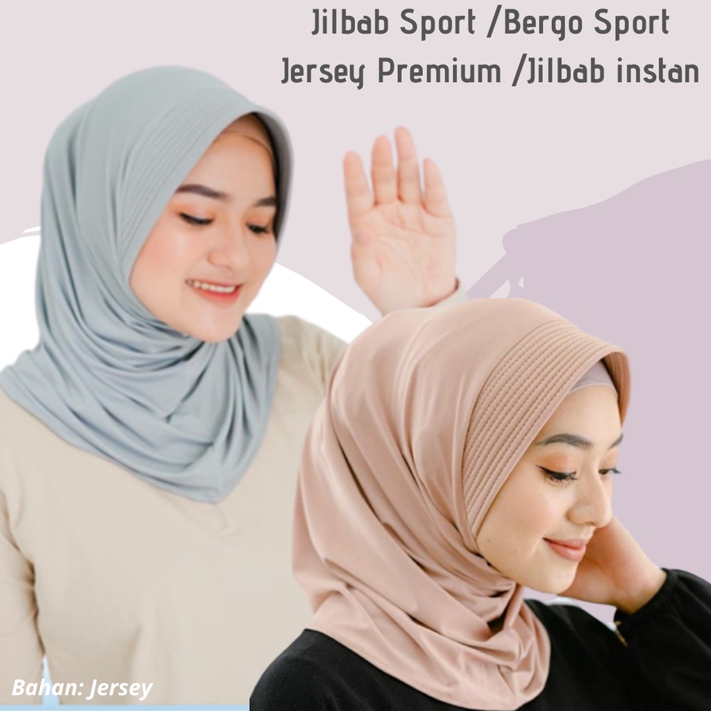 Jilbab Sport /Bergo Sport Jersey Premium /Jilbab instan