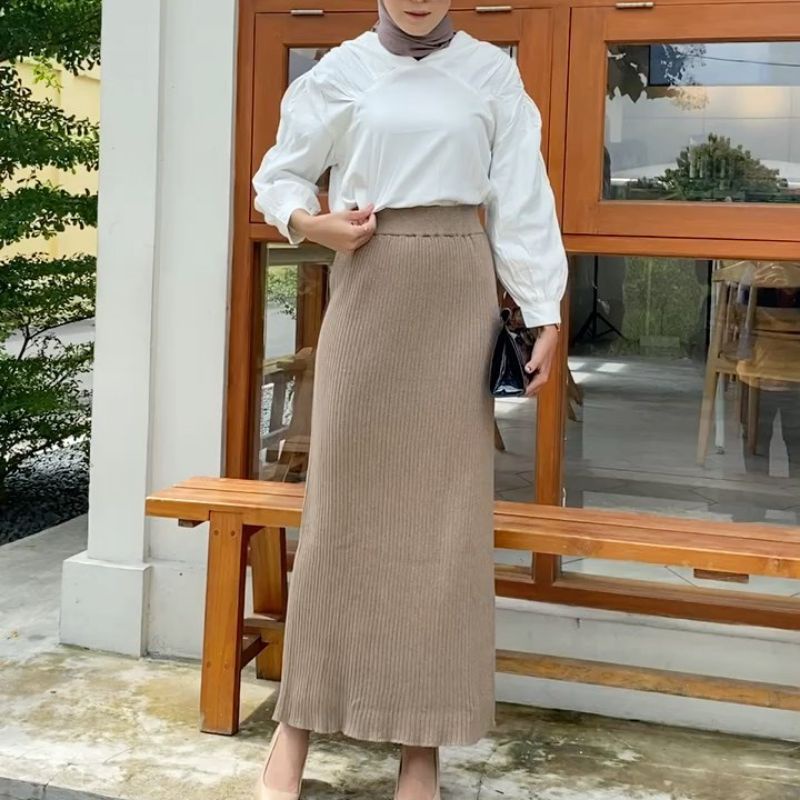 ROK RAJUT PANJANG RENNA SKIRT | ROK SPAN | ROK PREMIUM