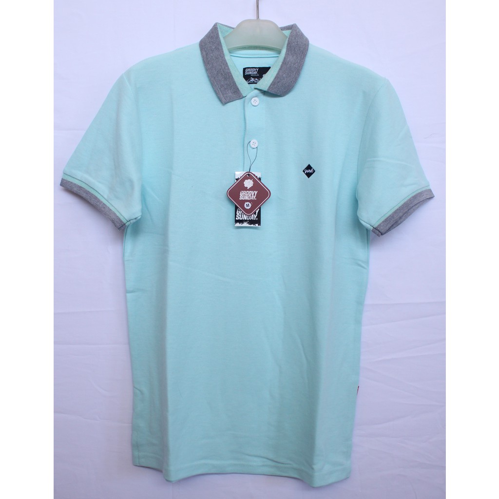 Kaos Polo T-Shirt Groovy Sunday - Light Tosca