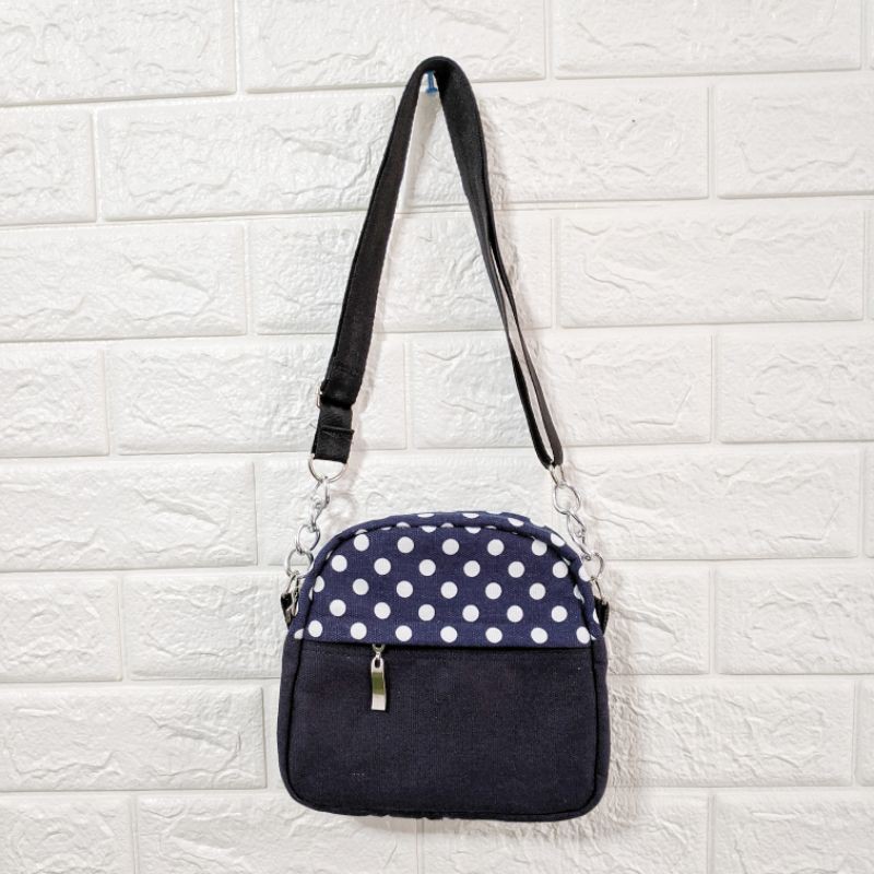 Slingbag Kanvas Motif Polkadot Premium Quality