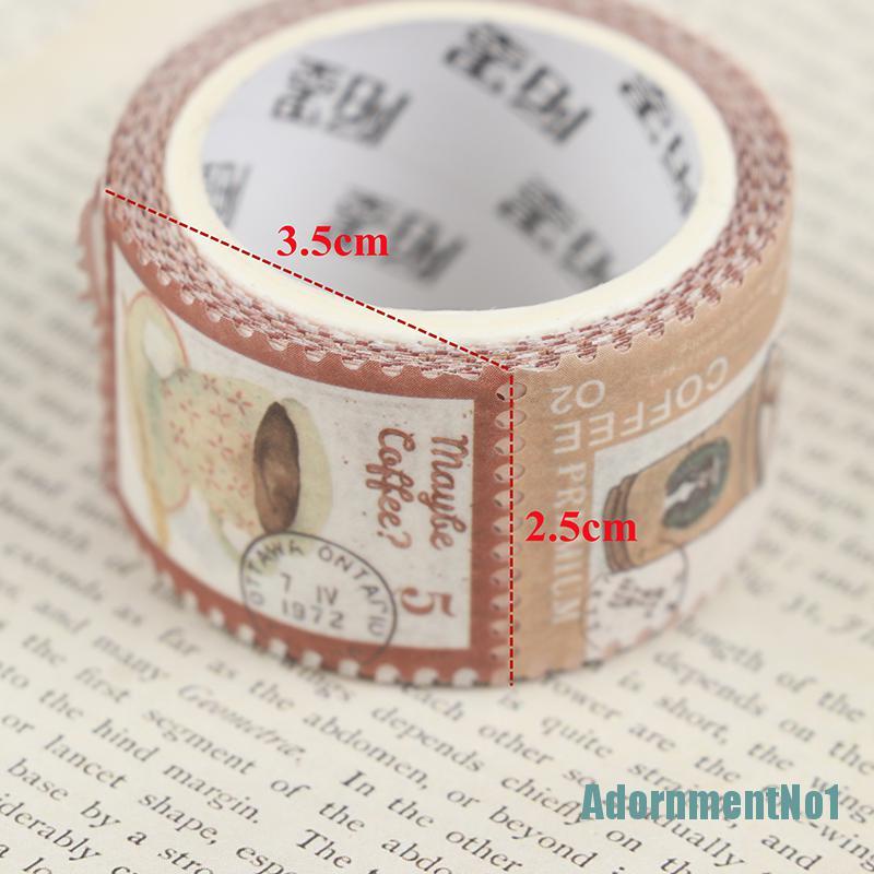 (AdornmentNo1) Tape Stempel Motif Tanaman Retro Untuk Dekorasi Scrapbook / Jurnal