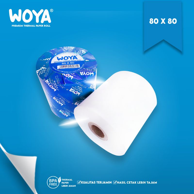 

WOYA Kertas Kasir Struk Paper Roll Termal 80x80mm Thermal POS Printer Parkir Antrian 80mm 79 80 x 80 80x80 mm