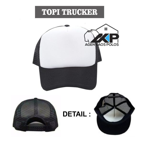 BEST PROMO Topi Trucker Jaring Polos Warna HITAM PUTIH / TOPI PRIA WANITA DEWASA / TOPI JALA POLOSAN