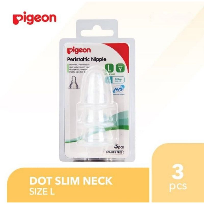 PIGEON Slim Neck Nipple Size L Isi 3 Pcs