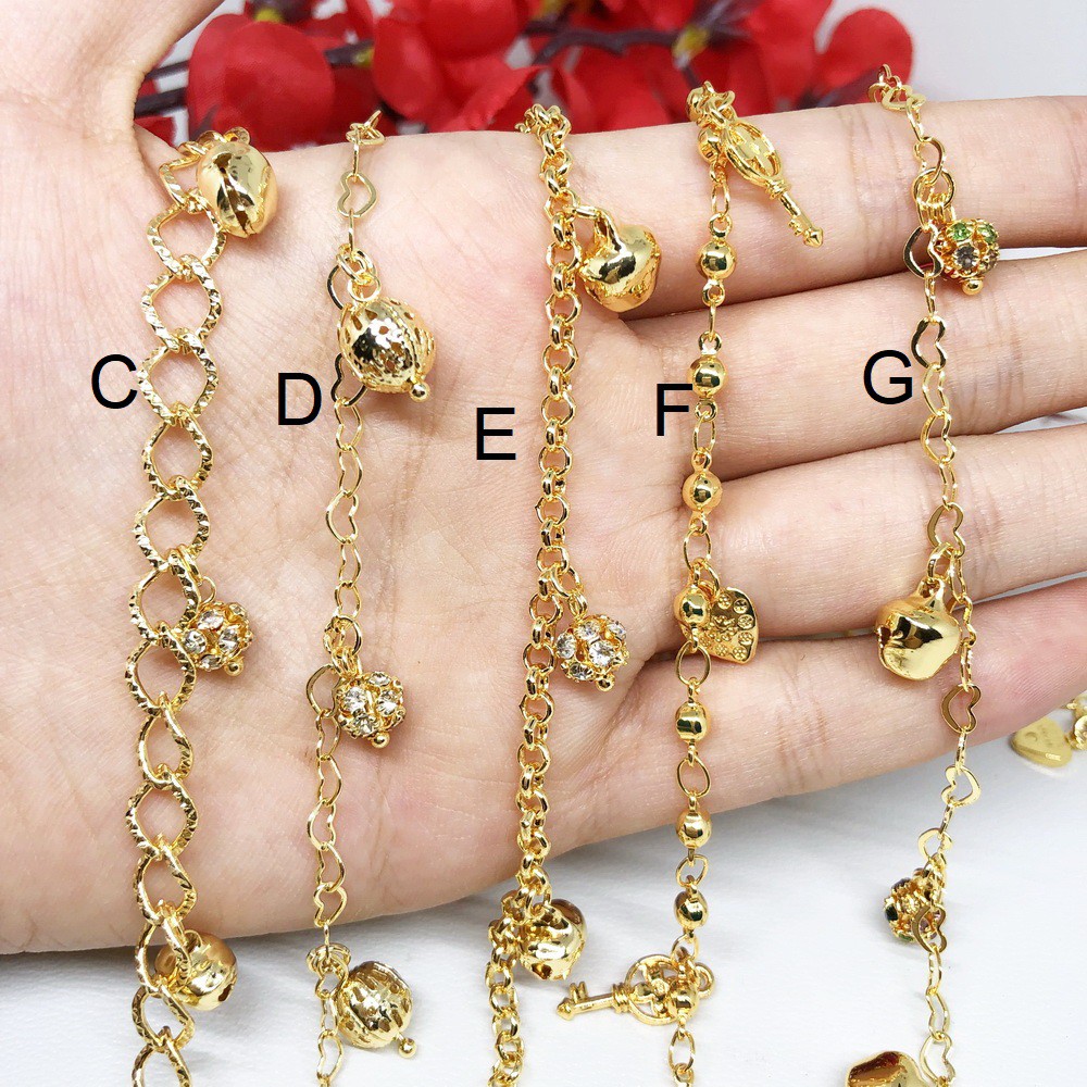 Gelang Kaki Xuping Anklet Rantai Milano Kitty Lapis Emas Gold - BB149