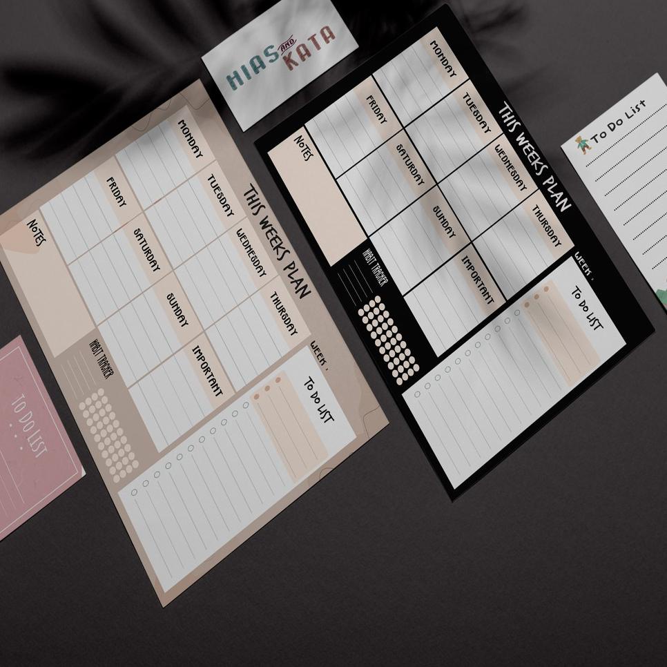 

TERBARU Weekly Planner wall Week Plan with Habit Tracker,notes & to do list size A3 new