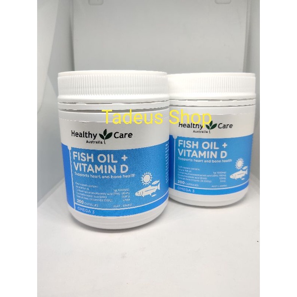 HEALTHY CARE FISH OIL + VITAMIN D D3 200 CAPS  MINYAK IKAN OMEGA 3 EPA DHA