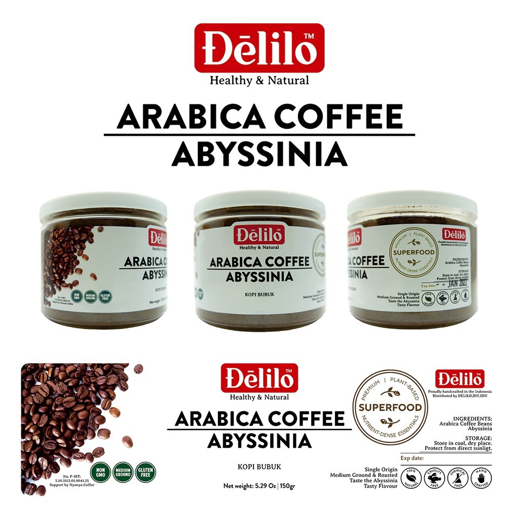 

Arabica Coffee Abyssinia Roasting medium 150gr/ Kopi Bubuk DELILO