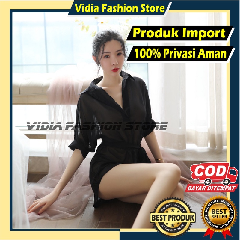 Kemeja Transparan wanita Baju Dinas Transparan Cewek Sexy MIni Dress Sexy Queen 5