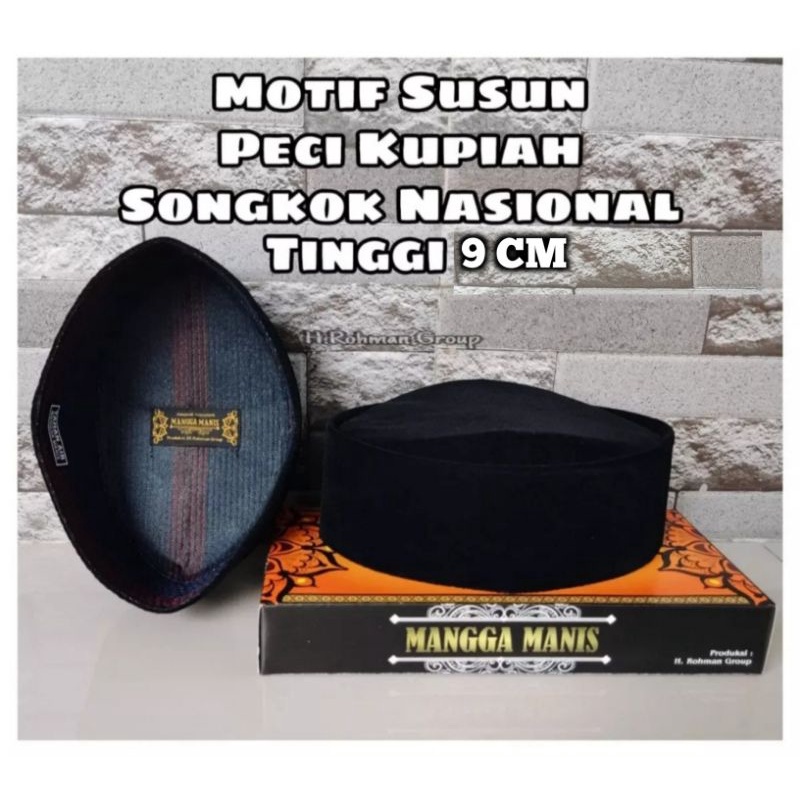 Peci Hitam Kopiah Songkok Nasional Motif Susun