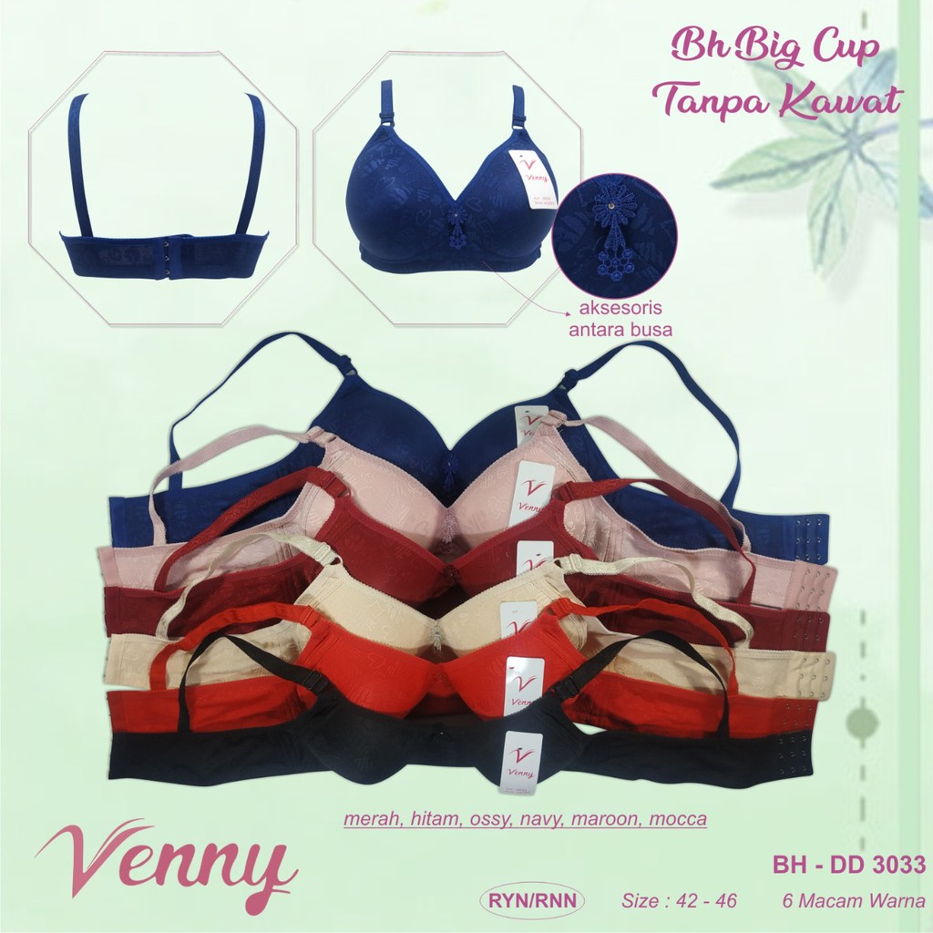 Bra big cup C size 42-44 busa tanpa kawat termurah DD3033