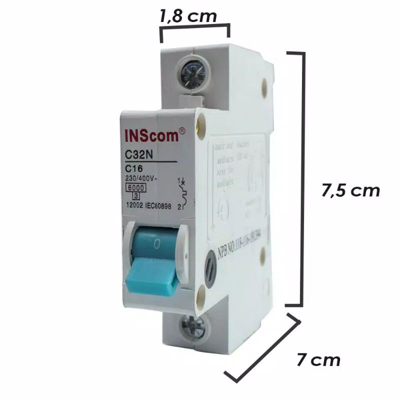 MCB INS  1 PHASE 4A / 6A / 10A / 16A /Mcb INS COM C32N Pemutus Sirkit 1 Phase 4A 6A 10A 16A
