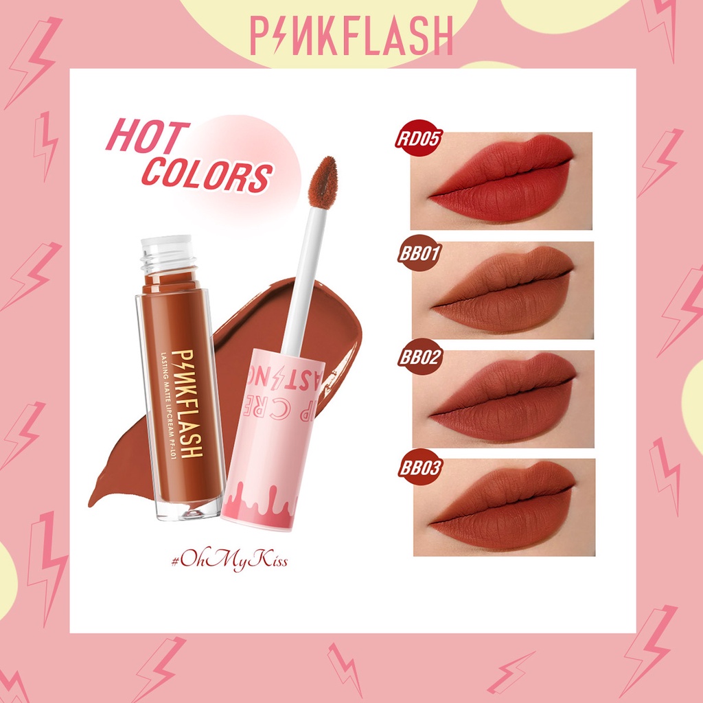 PINKFLASH Matte Lipstik Waterproof Lip Gloss  tahan lama anti air Lip Tint