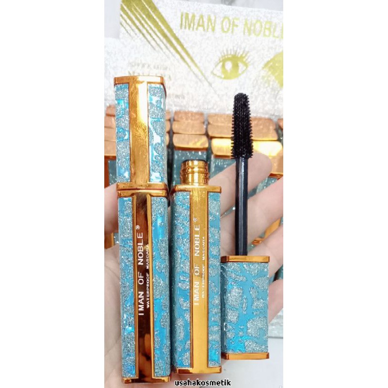 ORIGINAL H/ECER MASCARA WATERPROOF HITAM KEMASAN EMAS BATIK BIRU IMAN OF NOBLE M8066