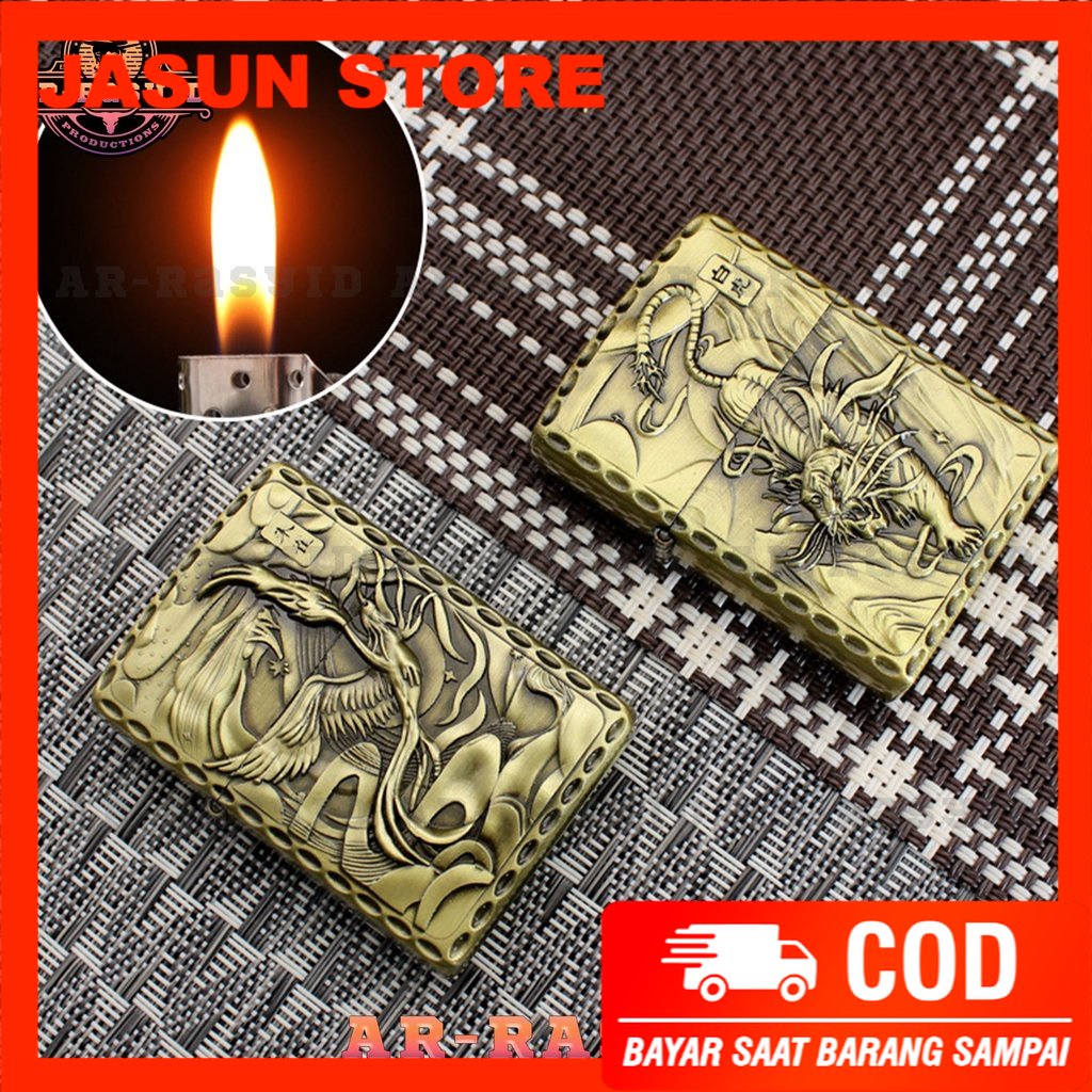 BISA COD! Korek Api Roda Zippo Api Minyak Jiantai Motif Hewan Mytical JTS-701