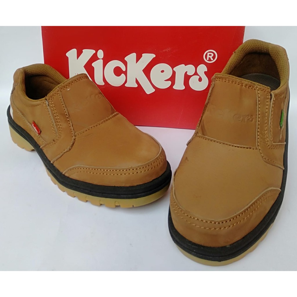 Sepatu kulit kickers pria casual asli original santai kasual slip on tanpa tali terbarumurahselopCOD