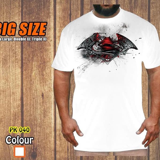 Big Size Kaos Superman Batman Vintage White Jumbo Xl-Xxxl .Aruansy.Olshop