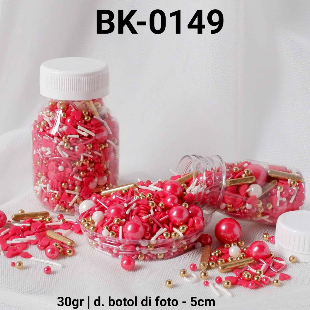 

BK-0149 Sprinkles sprinkle springkel 30 gram mutiara mix merah emas yamama baking grosir murah sprinkles cake dekorasi mutiara trimit decoration story sprinklestory sprinklesstory sprinkle story yamama baking