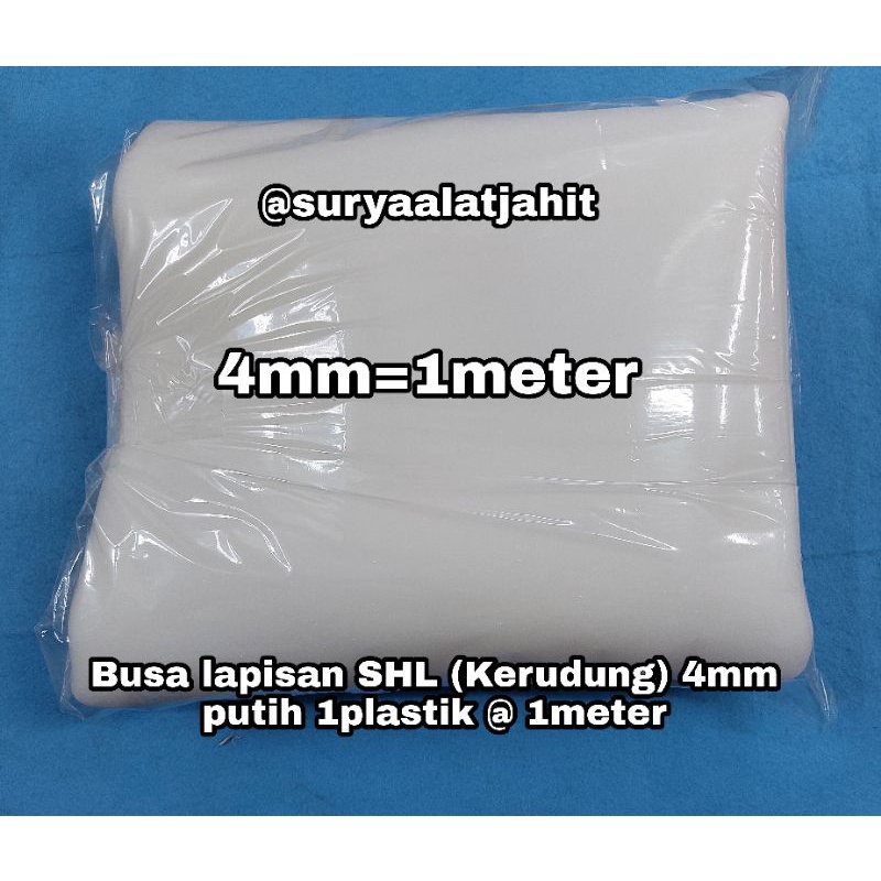 Busa lapisan SHL (Kerudung) 4mm Putih 1pak@1mtr =rp.18.000/1mtr