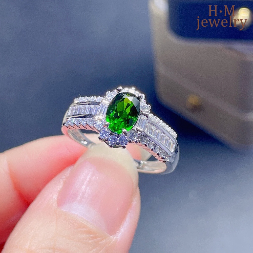 Cincin S925 Silver Bentuk T Hias Batu Permata Zamrud Persegi Warna-Warni