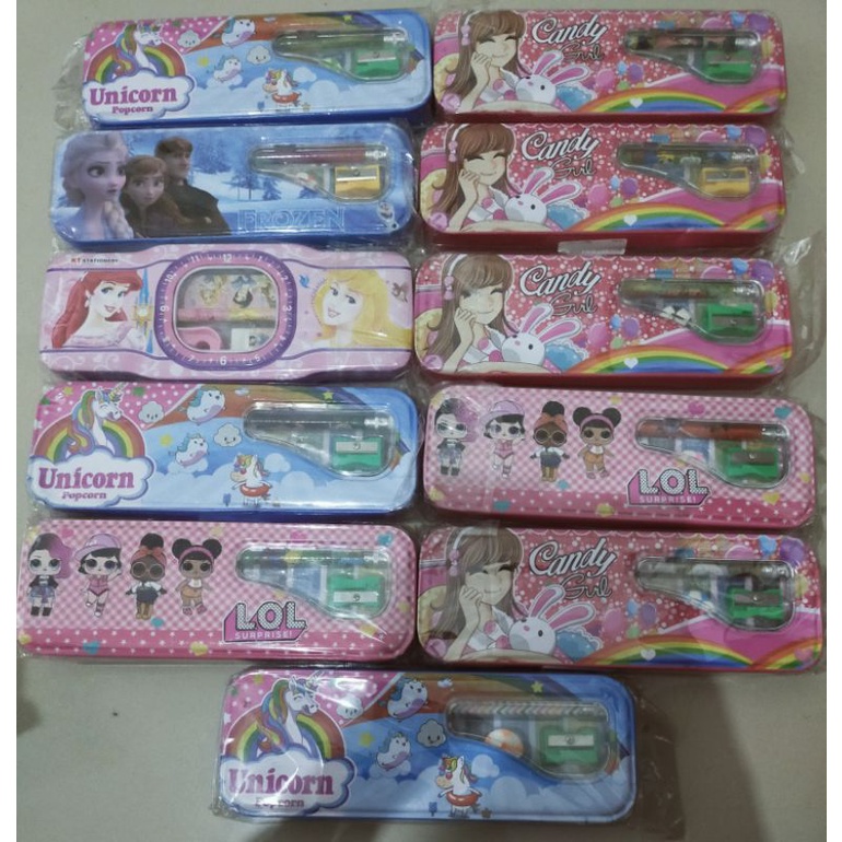 

tempat pensil anak besi blek 1set lengkap dengan pensil penghapus