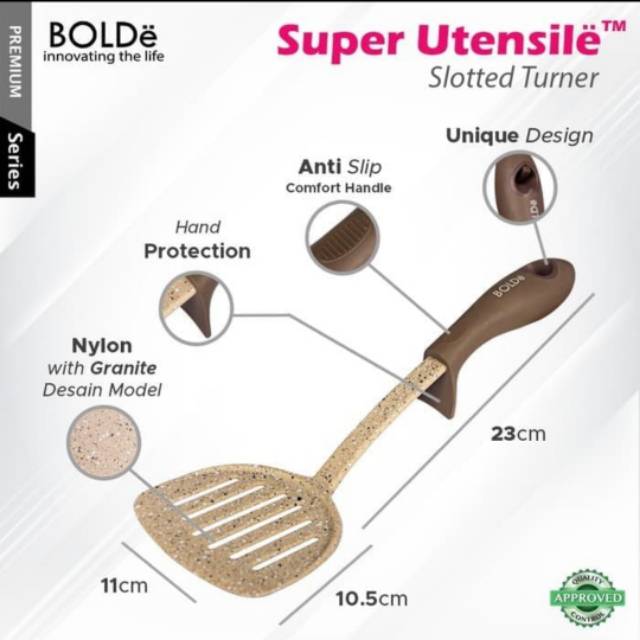 BOLDe Super Utensil Slotted Turner - Sodet - Spatula Sutil Penggorengan Garansi 100% Ori