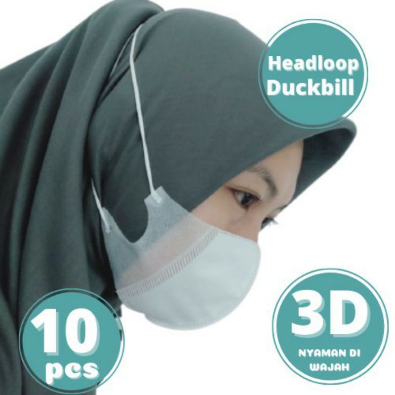 Masker Duckbill Orlee Hijab Headloop Ada Garis Hidung