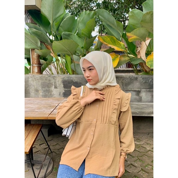 Blouse Puffy Crinkle Airflow Kemeja Puffy Premium Arina Blouse