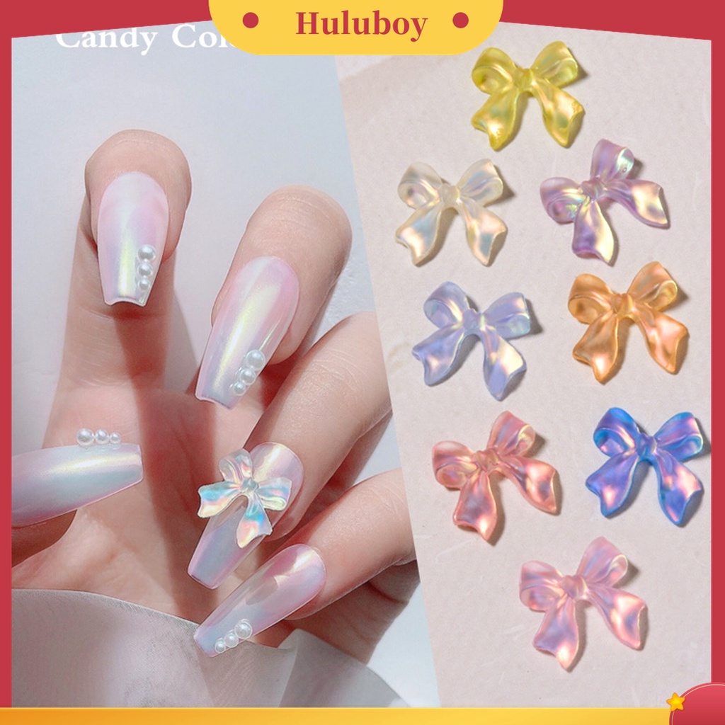 Huluboy Huluboy♡ 10pcs / Set Ornamen Pita Es Penetrasi Efek Aurora 3D Glitter Untuk Dekorasi Manicure Wanita