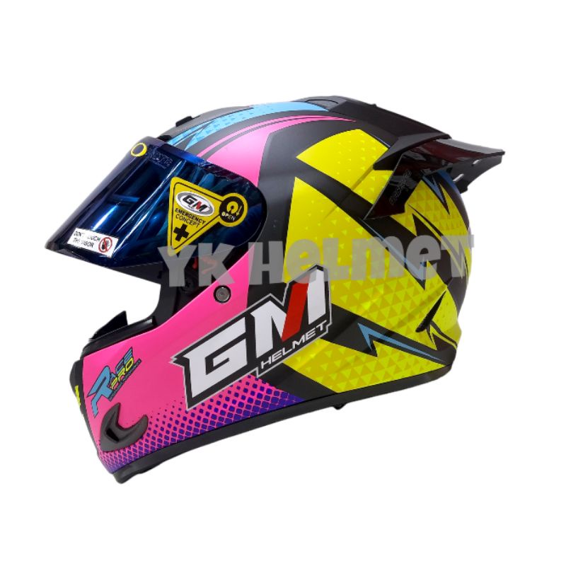 Paket Ganteng Helm Gm Race Pro FLASH Black Pink