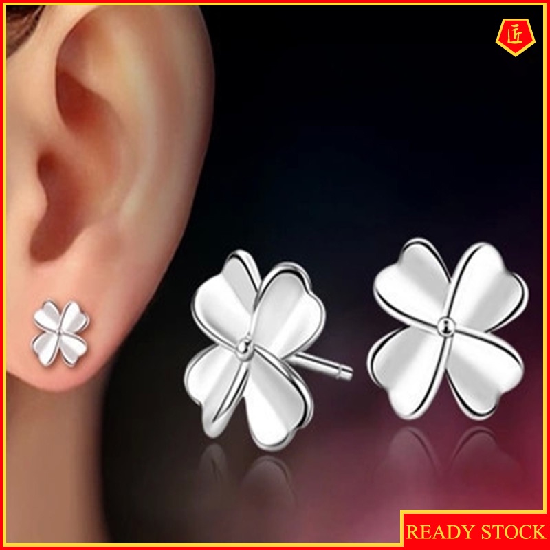 [Ready Stock]Simple Clover Female Earrings Cute Fashion