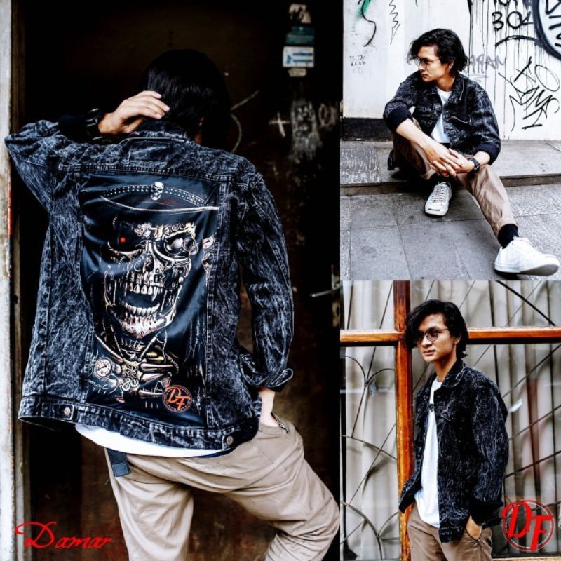 JAKET JEANS DENIM SKULL RANDOM SANDWASH PREMIUM BEST SELLER