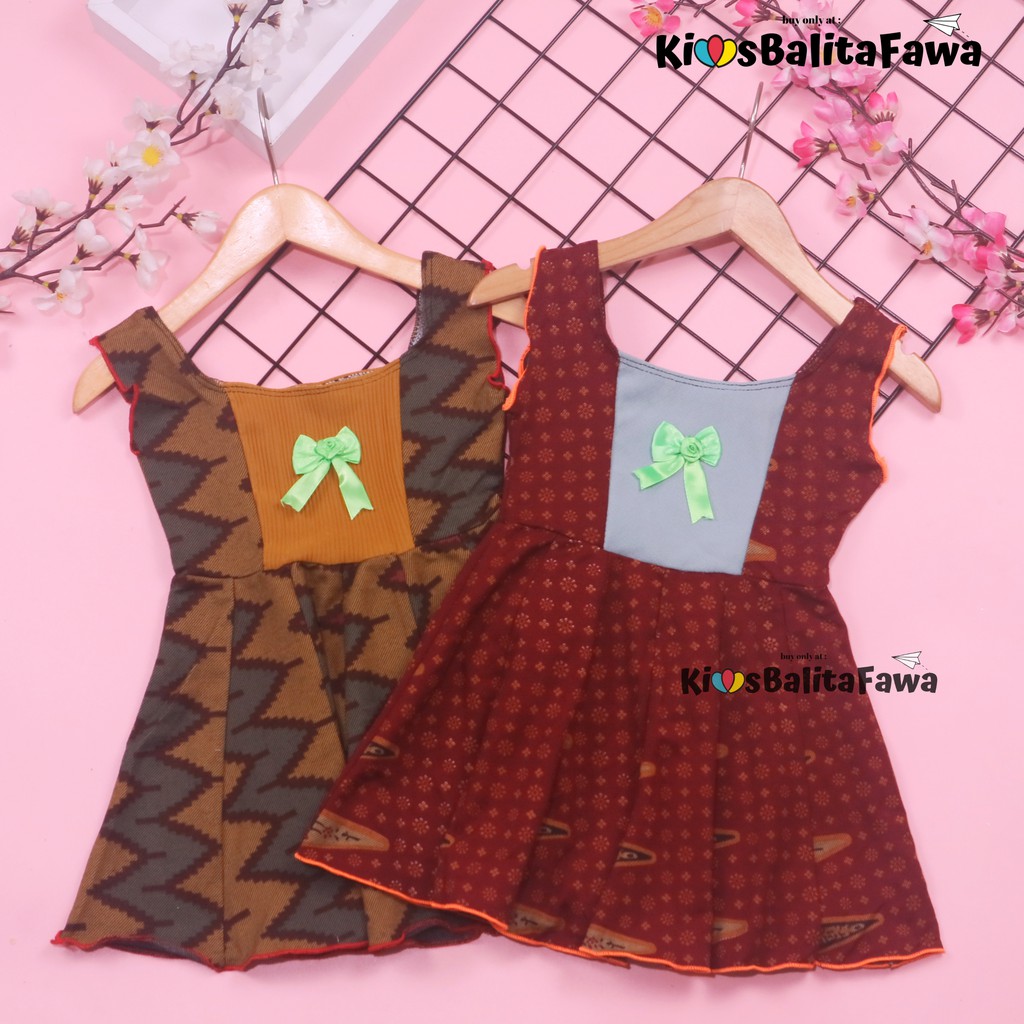 Dress Marsha Uk Bayi - 3 Tahun / Dres Batik Baju Baby New Born Perempuan Gaun Tenun Bahan Adem Cewek