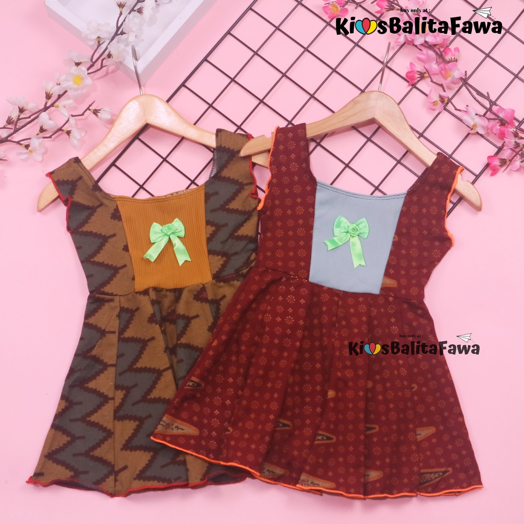 Dress Marsha Uk Bayi 6-18 Bulan / Dress Batik Baju Anak Balita Perempuan Gaun Tenun Bahan Adem Cewek