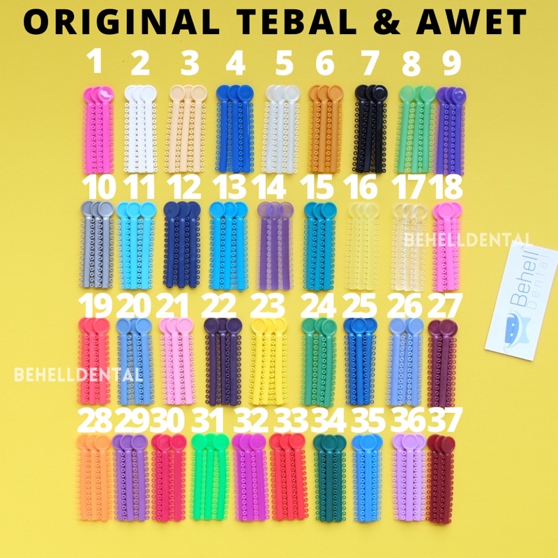 Karet Behel Motif Power O ring Bulat PREMIUM - Dental rubber band elastic Bracket Gigi Permanen TEBAL Motif Ring Bulat - Ortho Dental Braces Ligature tie Bracket