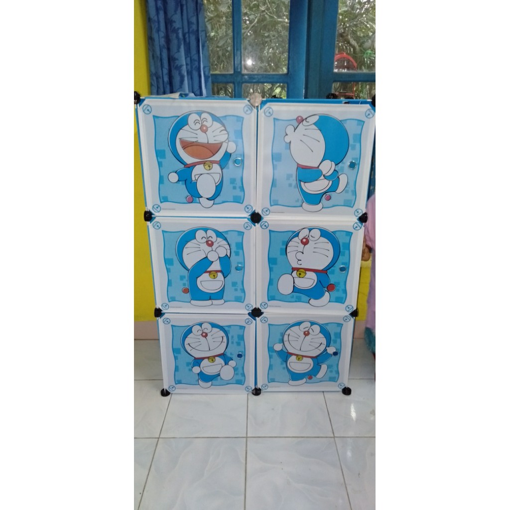 LEMARI PLASTIK KARAKTER 6 PINTU+GANTUNGAN / LEMARI PAKAIAN 2X3 / LEMARI BAJU ANAK / LEMARI SHENAR