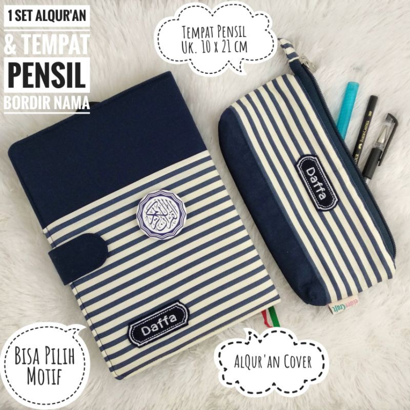 

1 Paket Alquran Cover Sedang Uk. A5 dengan Tempat Bisa Pensil Motif Senada Bisa untuk Hadiah Gift