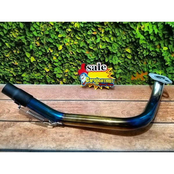 Leheran Leher Knalpot Standar T Speed Racing Stainles Blue Twotone Yamaha Mio Soul Fino Honda Beat