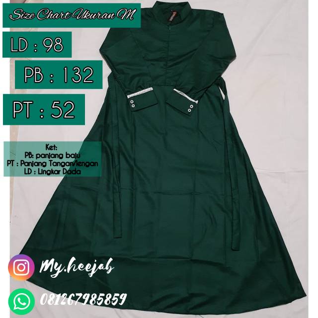 Gamis bahan Katun Toyobo warna Hijau Botol