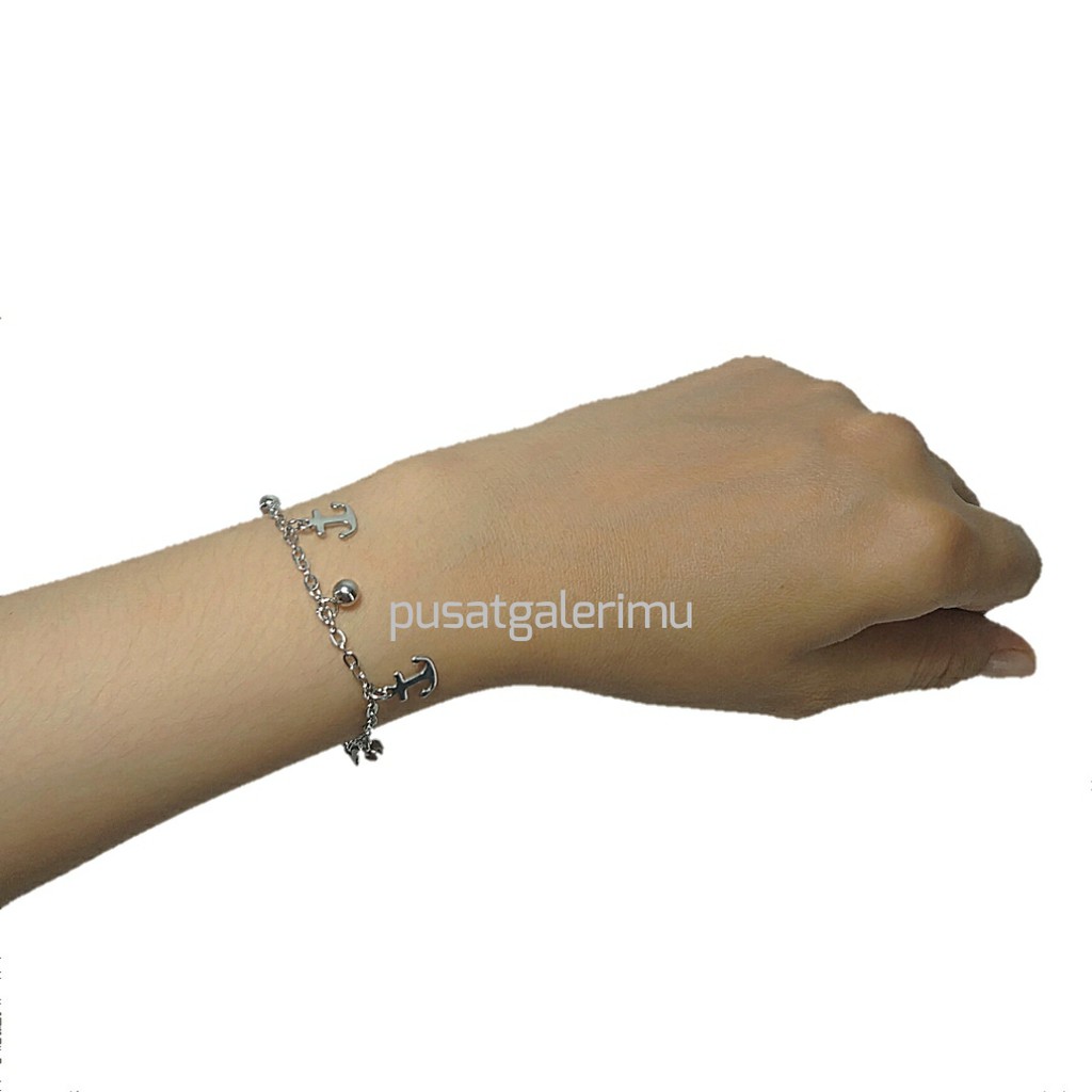 Gelang Tangan Titanium Jangkar SILVER Anti Karat