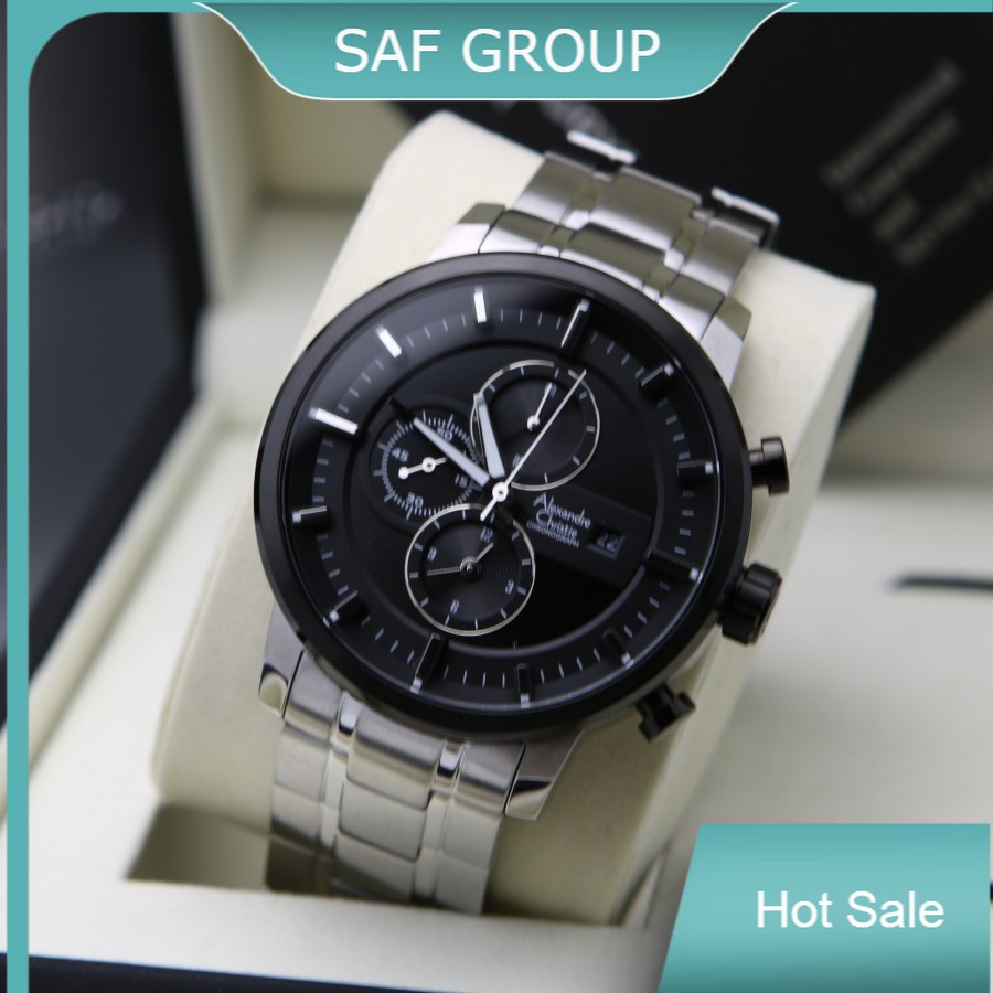 JAM TANGAN PRIA ALEXANDRE CHRISTIE AC 6323 / AC6323 SILVER BLACK ORIGINAL by plp