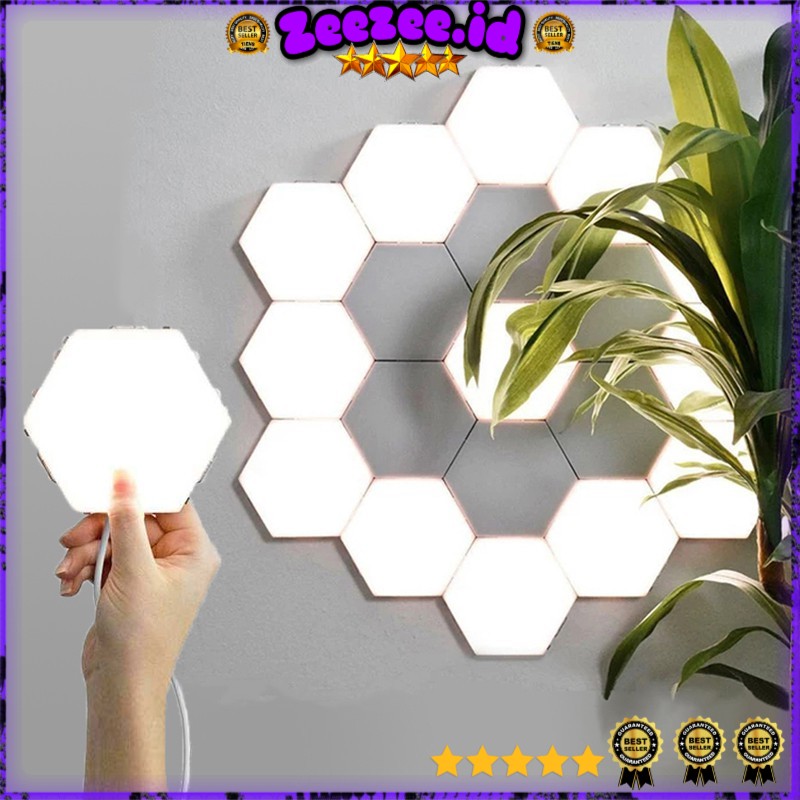 Lampu Dekorasi Dinding Quantum LED Modular Hexagon Touch 3 PCS - White