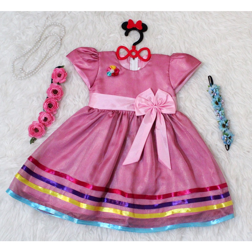 Dress Kids Megi/Terusan Dress Anak Brukat/ Fashion Anak Perempuan Lucu/Dress Pita Murah Usia 3-5 Thn