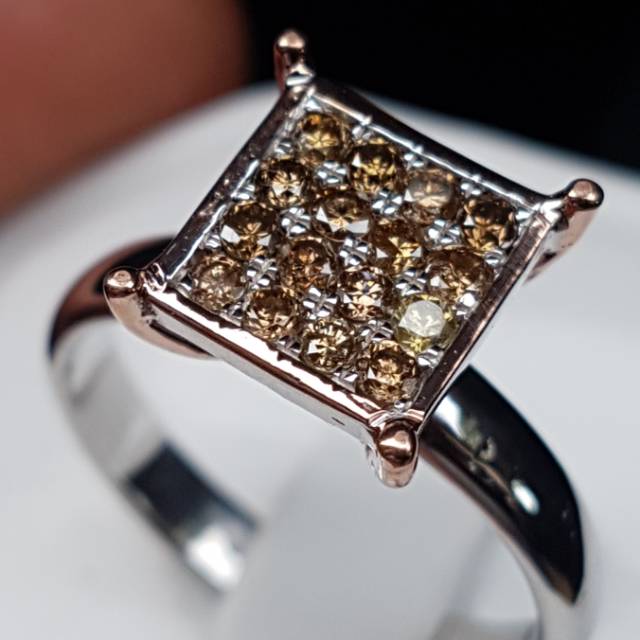 C729 Cincin fashion intan berlian diamond asli original 16 pcs ring perak no 13 atau 6 murah