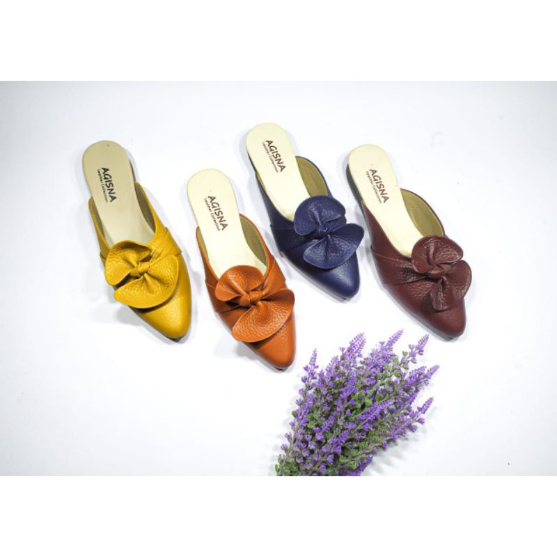 sepatu kulit tutong wanita model pita
