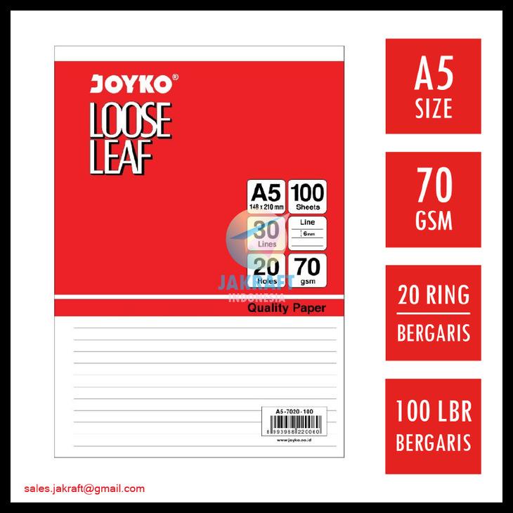 

Loose Leaf Kertas Binder File Note Joyko A5 7020 Isi 100 Berkualitas Kode 23