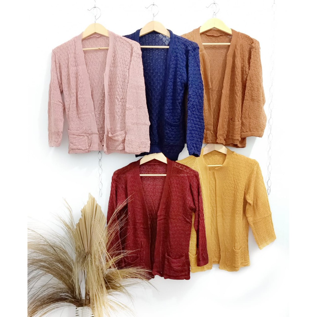 CUCI GUDANG!! CARDIGAN POPCORN / POCKET RAJUT / OUTER RAJUT